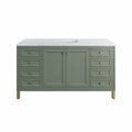 James Martin Vanities Chicago 60in Single Vanity, Smokey Celadon w/ 3 CM Carrara Marble Top 305-V60S-SC-3CAR